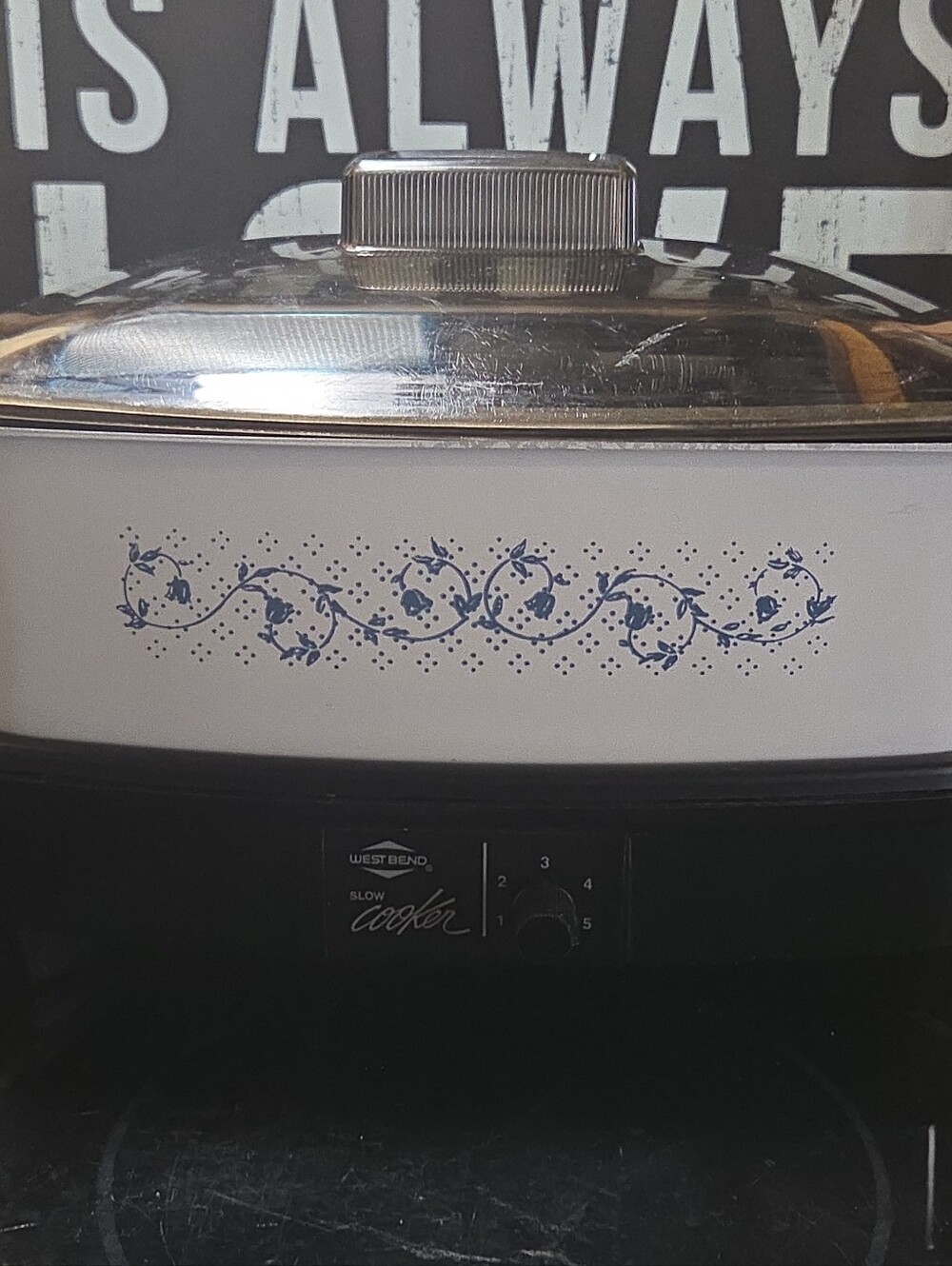 Vtg West Bend 4qt Slow Cooker Non-Stick w Mini Griddle PLASTIC LID
